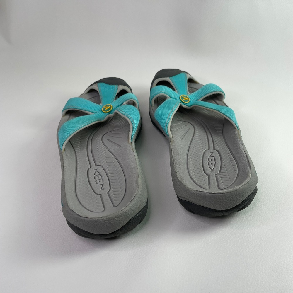 Keen Bali Teal Blue Grey Slide Sandals Womens 9.5 Lichen Water Toe Guard 1010987 - Picture 6 of 8